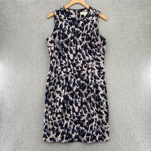 LOFT Dress Womens 4 Gray Animal Print Sheath Mini Sleeveless Career Office Work
